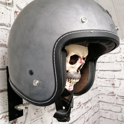 Slicked Back Hair Skull Motorcycle Helmet Holder & Jacket Hanger LD13