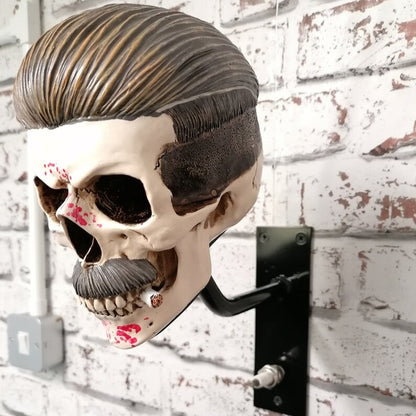 Slicked Back Hair Skull Motorcycle Helmet Holder & Jacket Hanger LD13