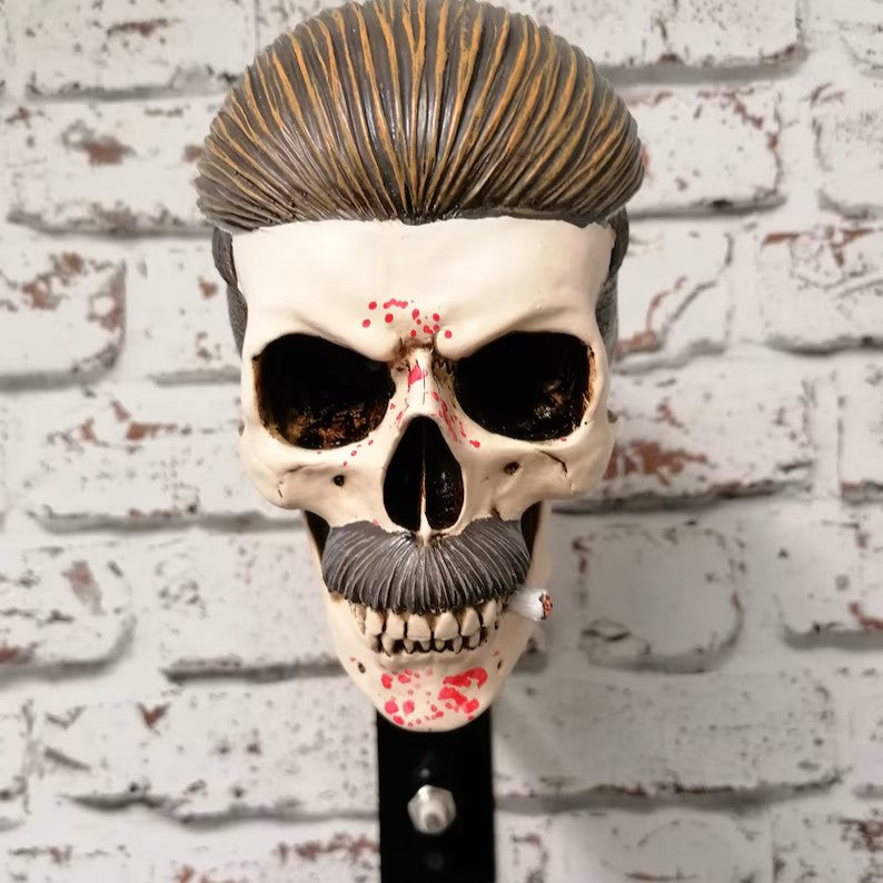 Slicked Back Hair Skull Motorcycle Helmet Holder & Jacket Hanger LD13