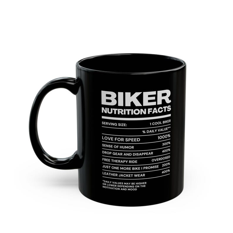 Biker Nutrition Facts Coffee Mug
