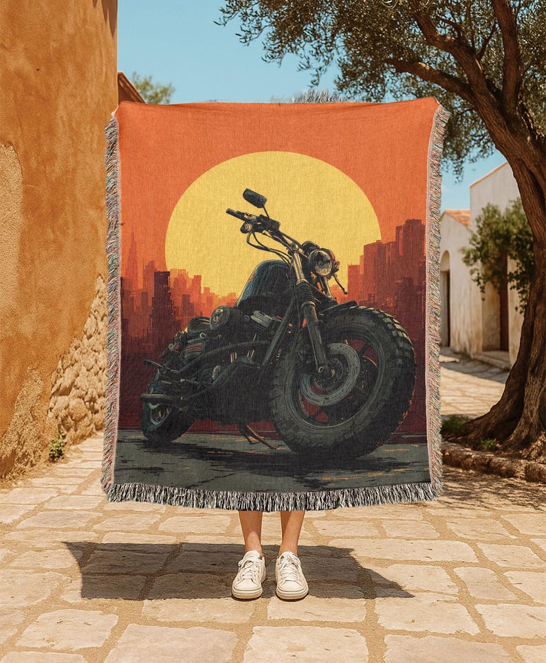 Motorcycle Lover Woven Throw Blanket VA02