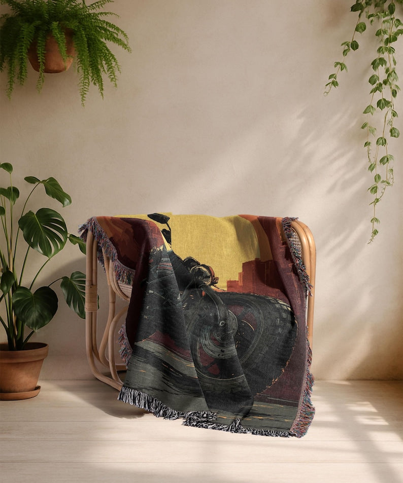 Motorcycle Lover Woven Throw Blanket VA02