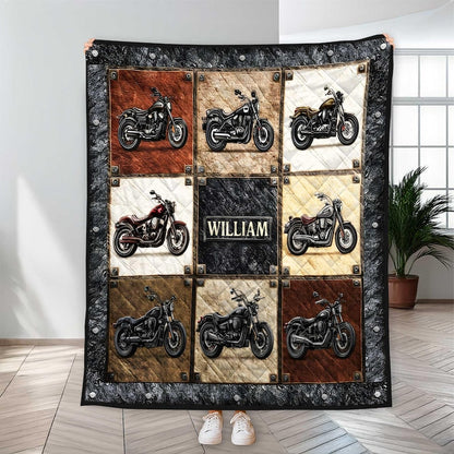 Personalized Motorcycle Quilt Blanket