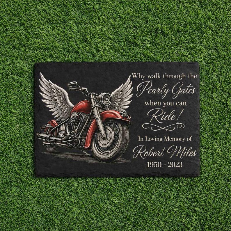 Personalized Motorcycle Memorial Garden Stone