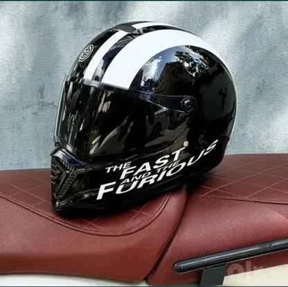 Gloss Black & Chrome Retro Full-Face Motorcycle Helmet TT31