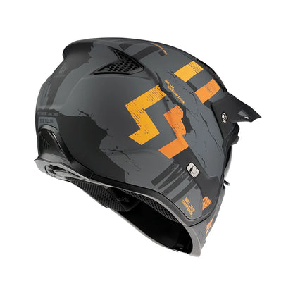 Matte Grey & Orange Skull Convertible Motorcycle Helmet LD05