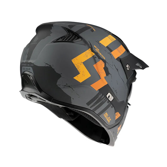Matte Grey & Orange Skull Convertible Motorcycle Helmet LD05