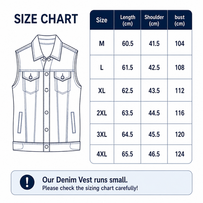 Personalized Sleeveless Denim Vest TT01